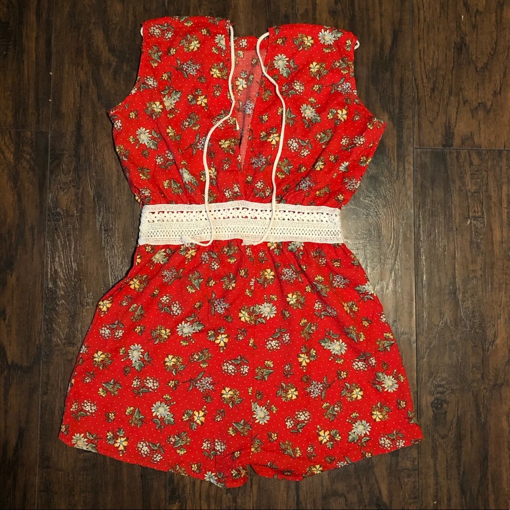 Beautiful red and flowers romper